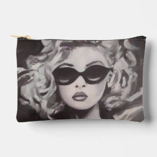 Modern Black and White Pop Art Woman Makeup Bag