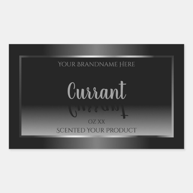 Modern Black and White Product Labels Silver Frame (Front)