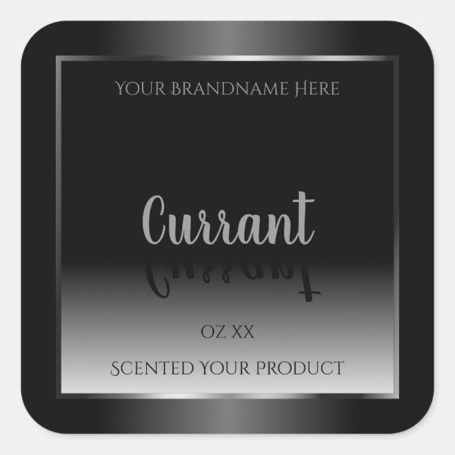 Modern Black and White Product Labels Silver Frame (Front)