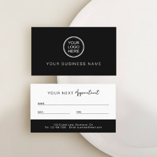 Modern Black and White Professional Appointment Card