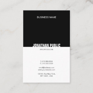 Modern Black And White Professional Plain Elegant Business Card