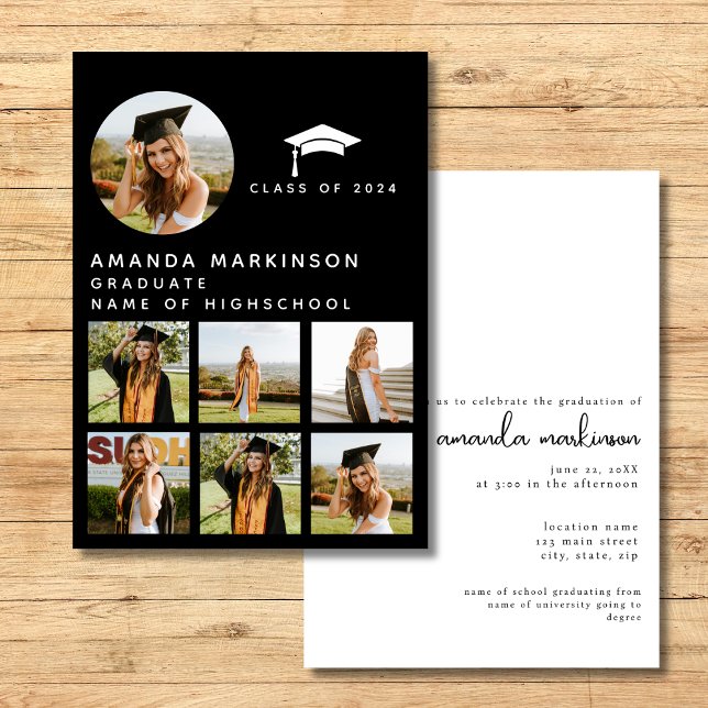 Modern Black and White Profile Graduation Party Invitation (Creator Uploaded)