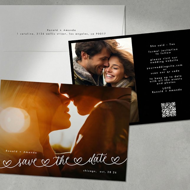 Modern Black and White QR Code Photo Save The Date (Creator Uploaded)