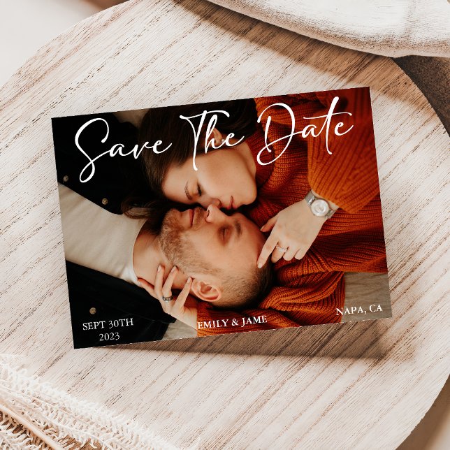 Modern Black and White QR Code Photo Save The Date Invitation (Creator Uploaded)