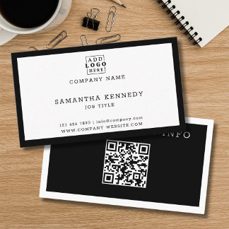 Modern Black And White QR Code Professional Logo Business Card