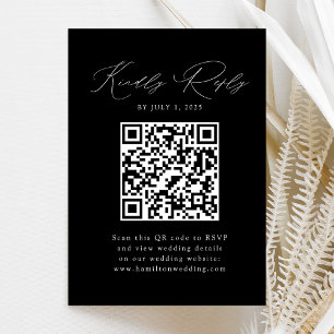Modern Black and White QR Code RSVP Enclosure Card