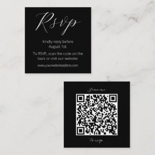 Modern Black and White QR Code Wedding Enclosure Card