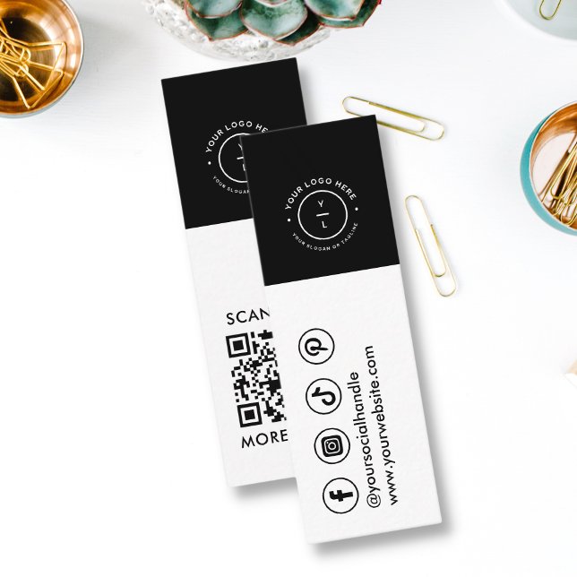 Modern Black and White QR Social Media Event Logo Mini Business Card (Creator Uploaded)