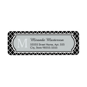 Modern Black and White Quatrefoil Monogrammed Name
