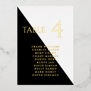 Modern Black and White Real Foil Table Card