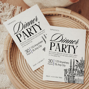 Modern Black and White Rehearsal Dinner Invitation