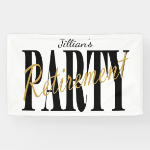 Modern, Black and White Retirement Party Banner