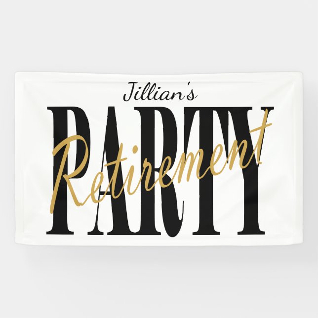 Modern, Black and  White Retirement Party Banner (Horizontal)