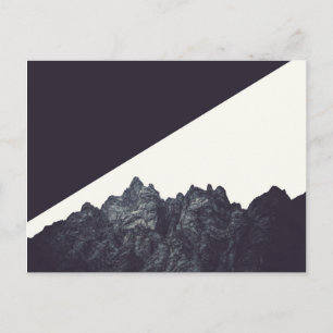 Modern Black and White Rocky Mountain Art Postcard