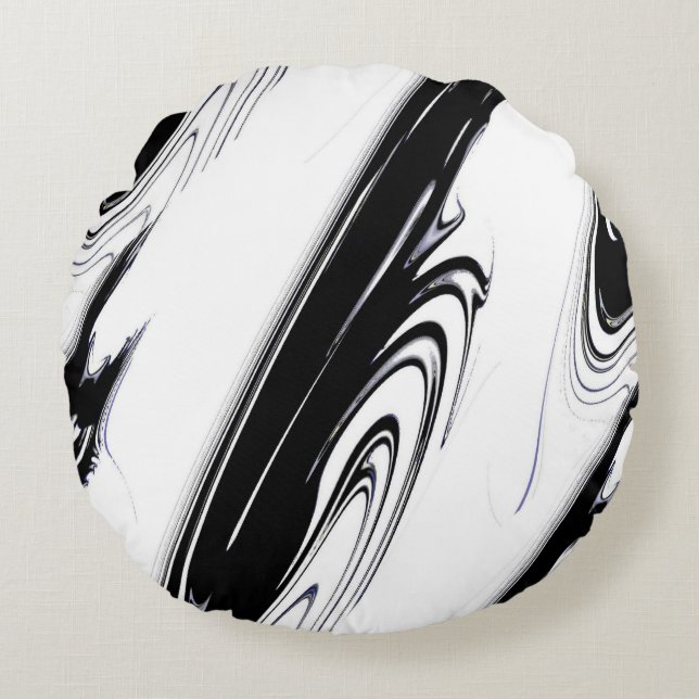 Modern Black and White Round Cushion (Front)
