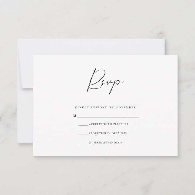 Modern Black and White RSVP Card (Front)