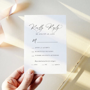 Modern Black and White RSVP with Meal Choice Card