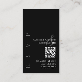 Modern Black and White RSVP with QR Code Business Card