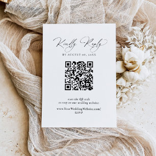 Modern Black and White RSVP with QR Code Card