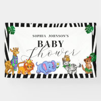 Modern Black and White Safari Animals Baby Shower