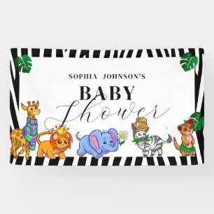 Modern Black and White Safari Animals Baby Shower Banner