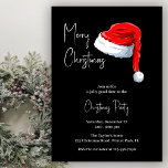 Modern Black and White Santa Hat Christmas Party Invitation<br><div class="desc">Modern Black and White Santa Hat Christmas Party Invitation. Invite colleagues and friends to a festive holiday gathering with this sleek, modern Christmas Party invitation. Featuring a bold black background with a classic red Santa hat and elegant white script, this invitation is perfect for work Christmas parties, corporate events, and...</div>