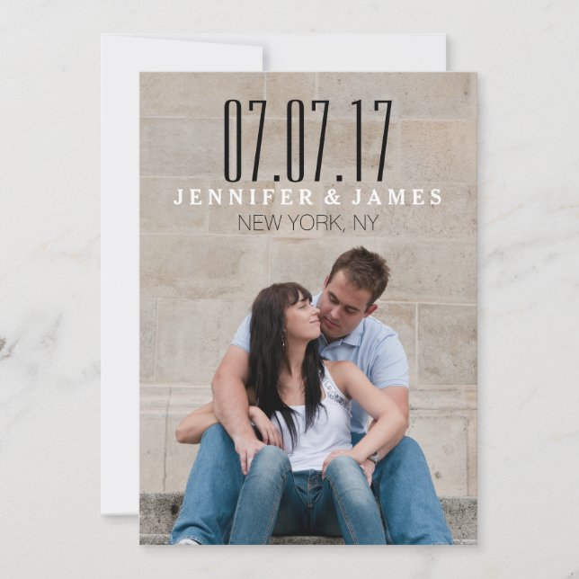 MODERN BLACK AND WHITE SAVE THE DATE CARD (Front)