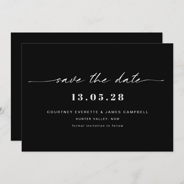 Modern black and white save the date invitation (Front/Back)