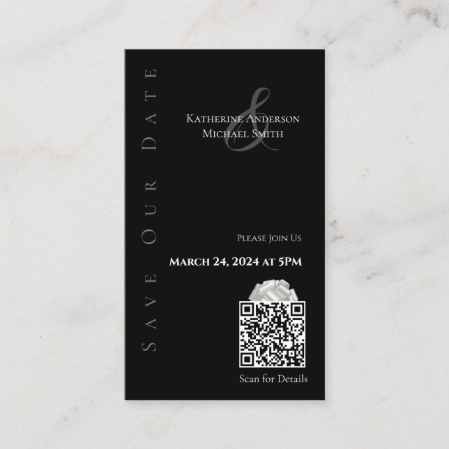 Modern Black and white-Save the Date-QR code- Business Card (Front)