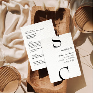 Modern Black and White Save the Date Wedding Invitation