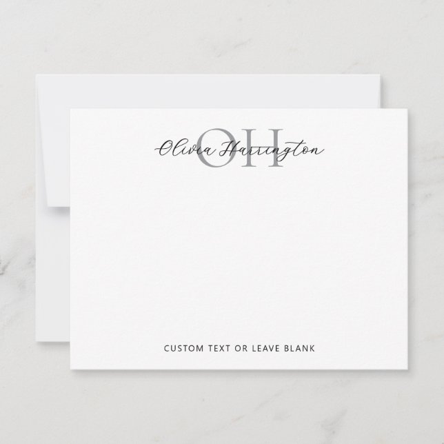 Modern Black and White Script Classic Typography Card (Front)