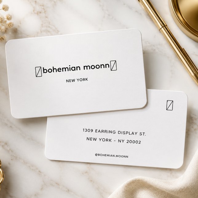 Modern black and white script earring display card (Creator Uploaded)