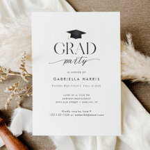 Modern Black and White Script Grad Party