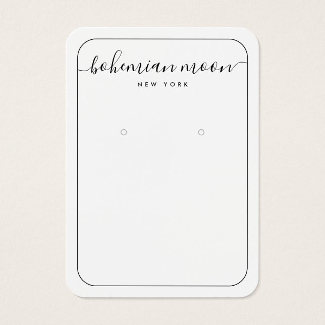 Modern black and white script jewellery display ca (Front)