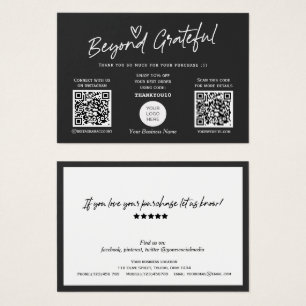 Modern black and white script QR code gift card