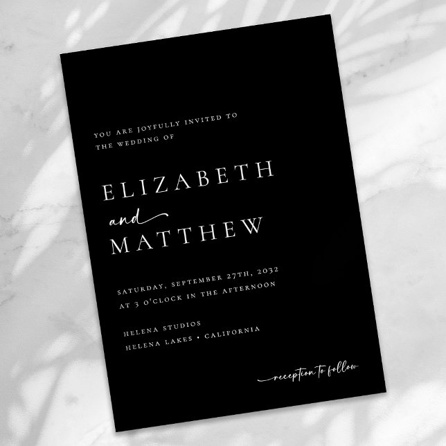 Modern Black And White Script Wedding Invitation (Creator Uploaded)