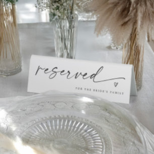 Modern Black and White Script Wedding Reserved