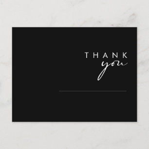 Modern Black And White Script Wedding Thank You Postcard