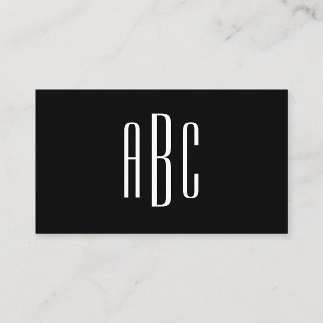 Modern Black and White Simple 3 Letter Monogram Business Card (Front)