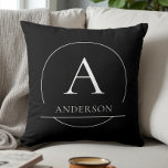 Modern Black and White Simple Family Name Monogram Cushion<br><div class="desc">Modern Black and White Simple Family Name Monogram Throw Pillow.</div>