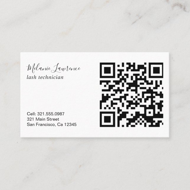 Modern Black and White Simple Logo QR Code Business Card (Front)