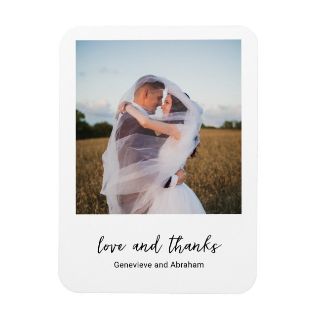 Modern Black and White Simple Photo Wedding Magnet (Vertical)