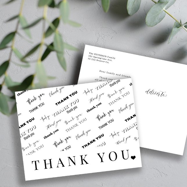 Modern black and white simple script thank you postcard (Creator Uploaded)
