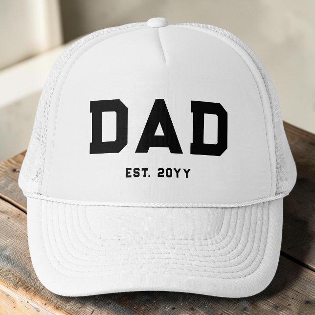 Modern Black and White Simple Typography Dad Est Trucker Hat (Modern Black and White Simple Typography Dad Est Trucker Hat)