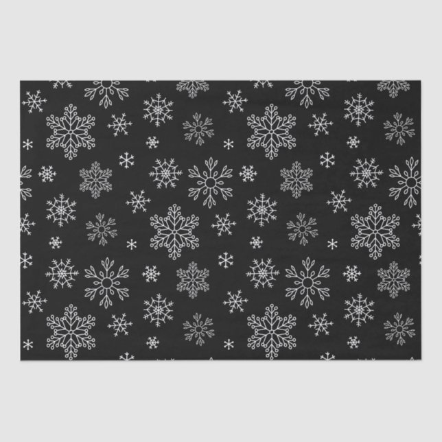 Modern Black and White Snowflake Pattern Tissue  Tissue Paper (Front)