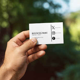 Modern black and white social media business card
