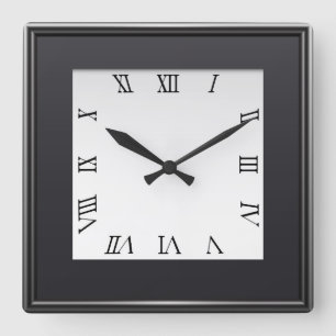 Modern black and white  square wall clock