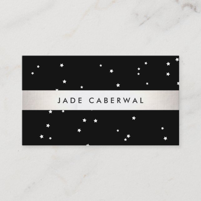 Modern Black and White Stars Business Card (Front)