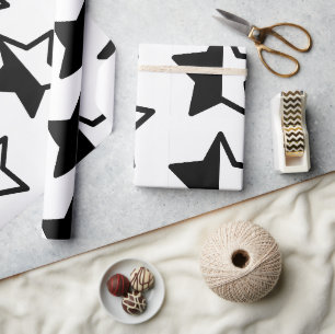 Modern Black and White Stars Wrapping Paper