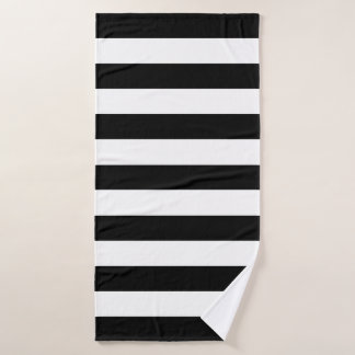 Modern Black and White Stripe Bath Towel
